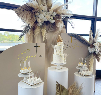 Metal Cylinder Display Stands – White (Set of 3) | Rental (Best Value)