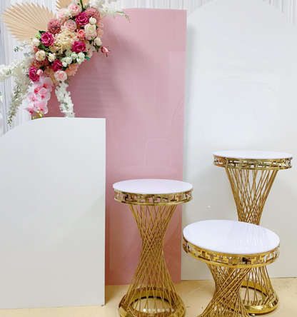 Gold Twist Pedestal Stands – Set of 3 (Best Va) Rental