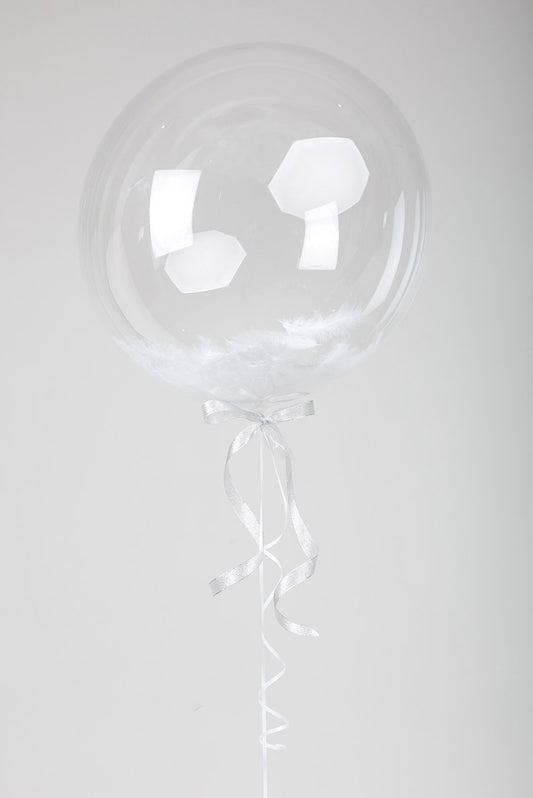 Bubbles Balloon with White Feathers