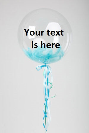 Bubbles Balloon with Elegant Feathers and Personalized Text