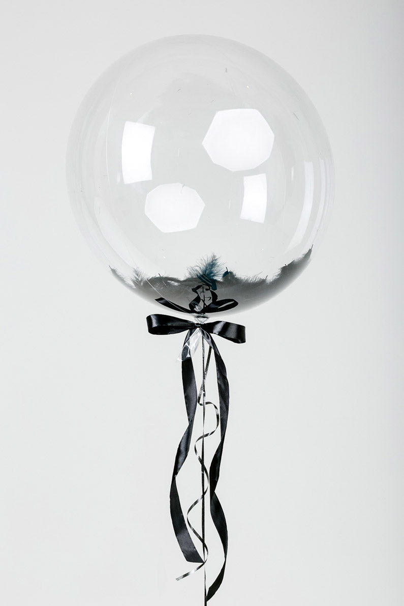 Bubbles Balloon with Black Feathers