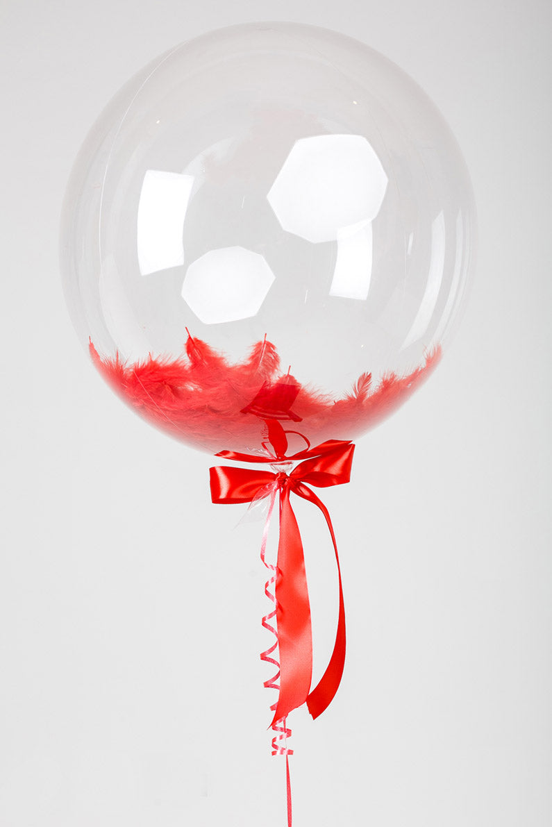 Bubbles Balloon with red Feathers