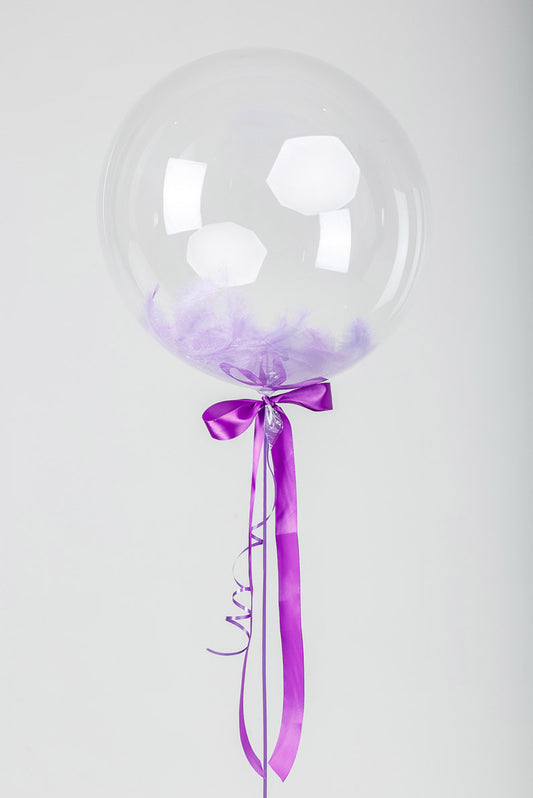 Bubbles Balloon with Lilac Feathers