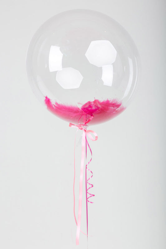 Bubbles Balloon with Hot pink/Fuchsia Feathers