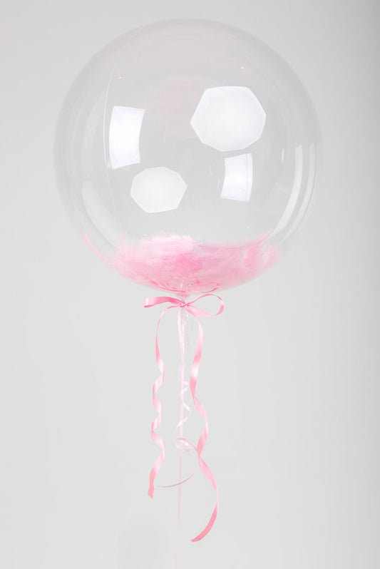 Bubbles Balloon with Pink Feathers