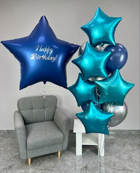 Helium balloon bouquet for men 4 Stars