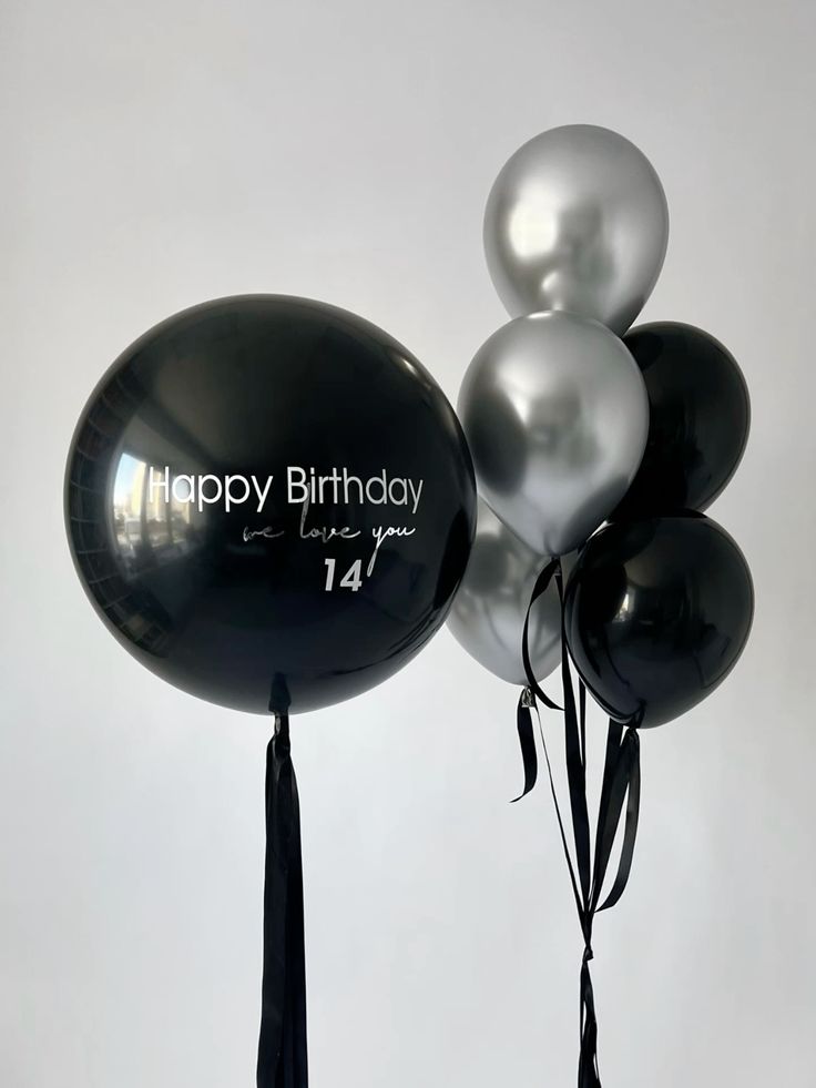 Helium balloon bouquet for men 7 Black and silver