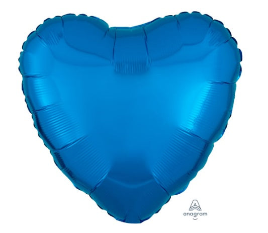 18" Metallic Blue Heart Flat Balloon