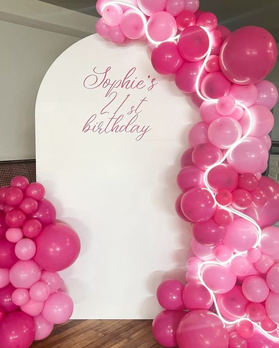 Backdrop Happy BirthdayPink with LED light