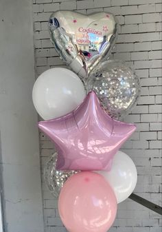 Helium balloon bouquet for birthday Pink and Silver