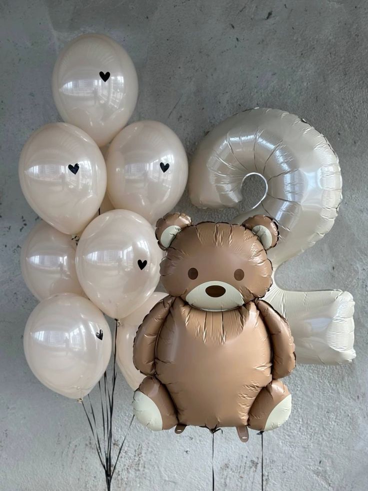 Helium balloon bouquet for girls 28 Teddy bear