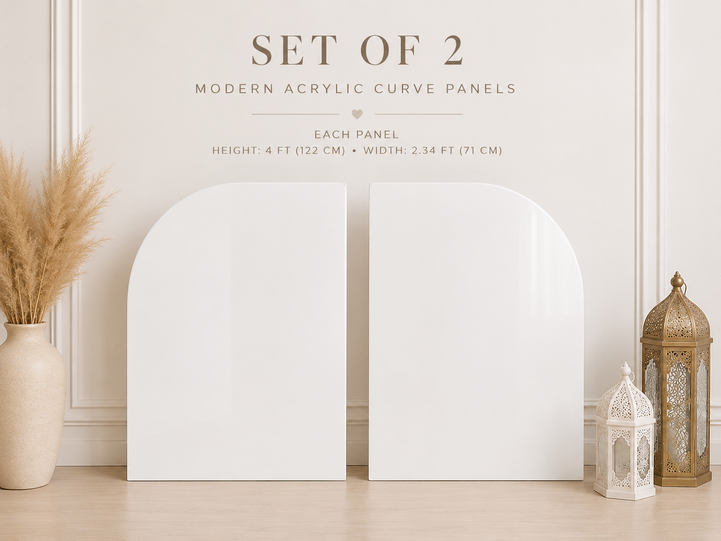 Modern Acrylic Curve Panel Set (2 Panels) (Rental)