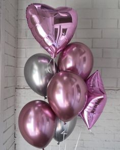 Helium balloon bouquet for birthday Pink Chrome