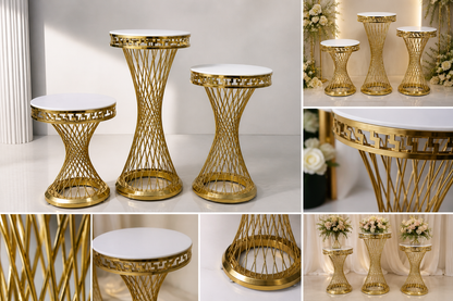 Gold Twist Pedestal Stands – Set of 3 (Best Va) Rental