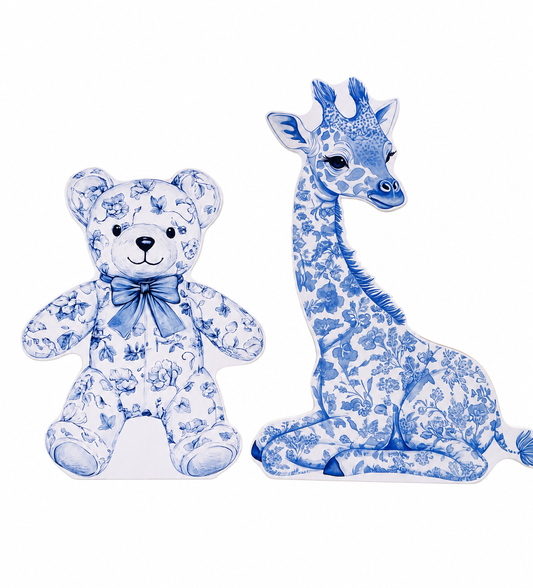 Blue Toile Baby Animal Cutout Set (Rental)