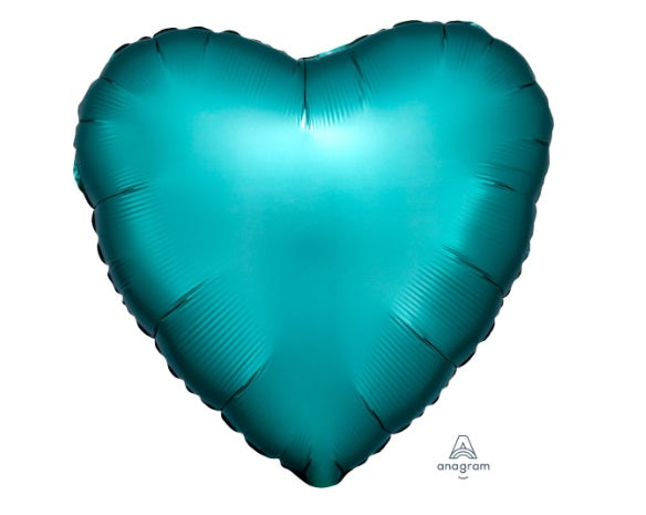 18" Satin Luxe Jade Heart Flat Balloon