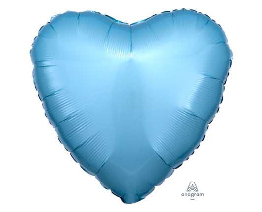 18" Metallic Pearl Pastel Blue Heart Flat Balloon