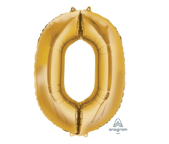 34" Gold Number 0 Balloon