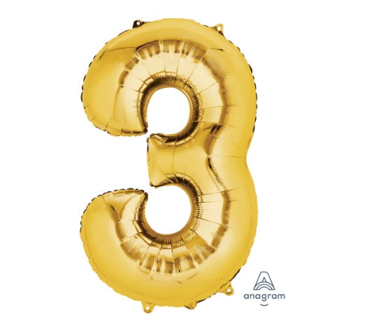 34" Gold Number 3 Balloon