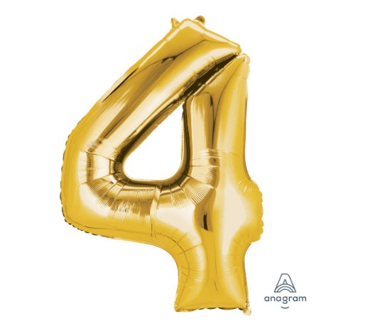 34" Gold Number 4 Balloon