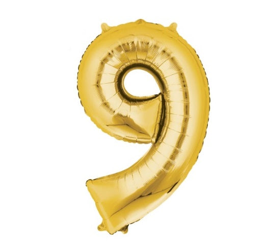 34" Gold Number 9 Balloon