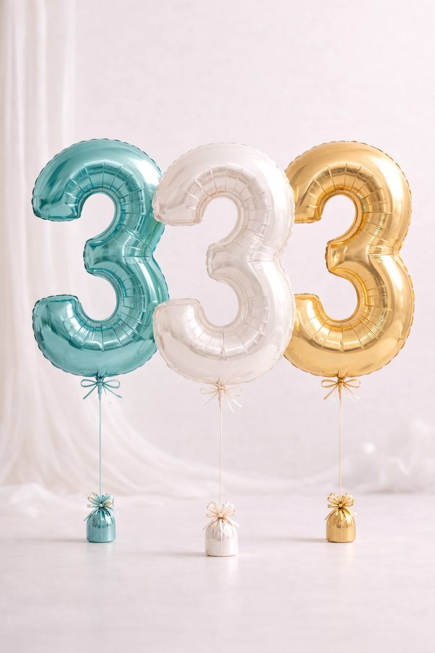 Foil Number Balloon  3  – 34” (Helium Balloon)