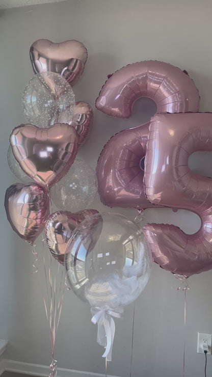 Helium bouquet 22 light pink and white