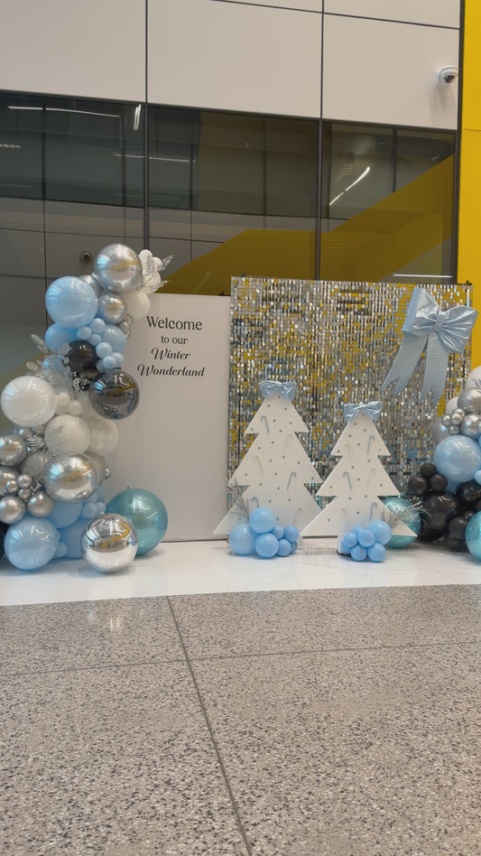 Winter Wonderland Balloon Backdrop with Sequin Wall
