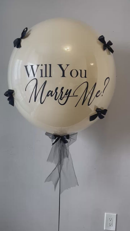 Large Helium Balloon  with Personalized Text 36'' with the black bows