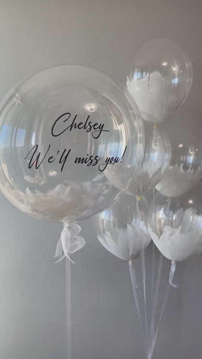 Luxury Helium Balloon Bouquet for Women 29 | Personalized Bubble Balloon with Feathers – Custom Message | Ottawa Balloon Delivery