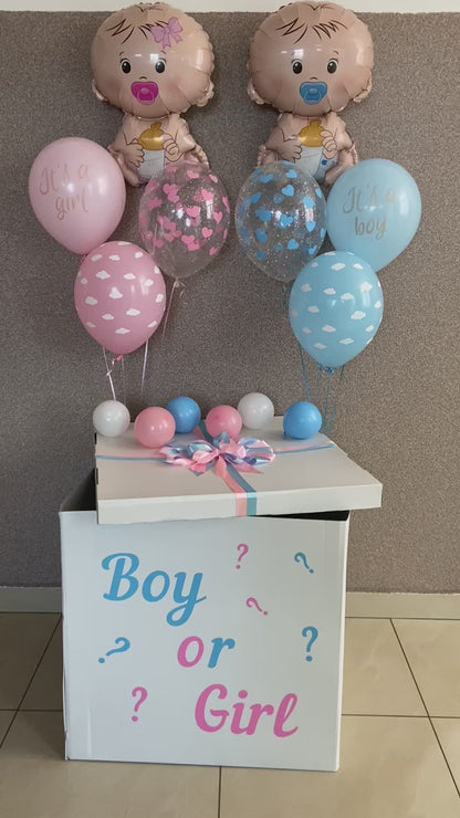 Stylish  Giant Surprise Box  with  helium balloons for Gender party