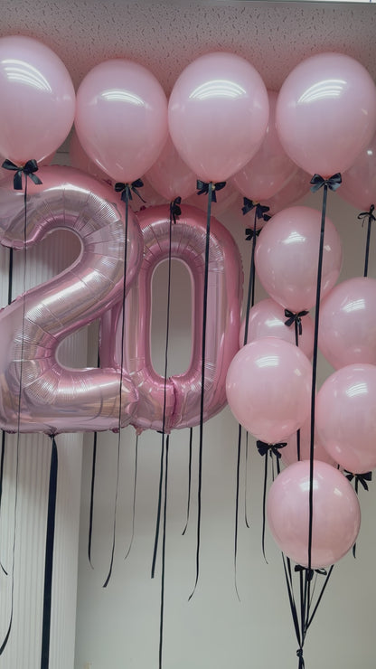 Custom "Glass Pink" Balloon Bouquet with Satin Bows