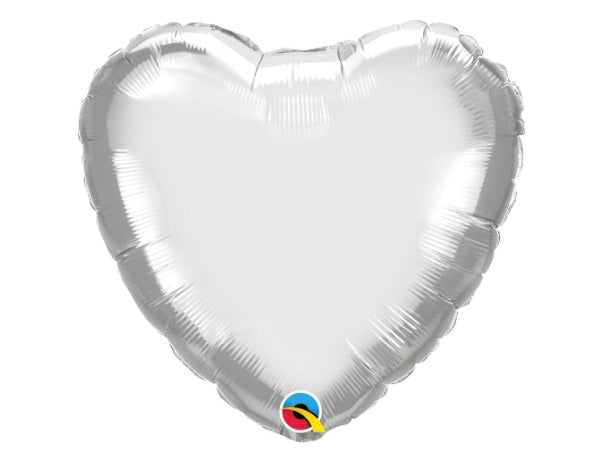 18" Chrome Silver Heart Balloon