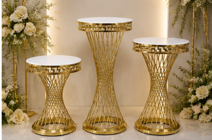 Gold Twist Pedestal Stands – Set of 3 (Best Va) Rental