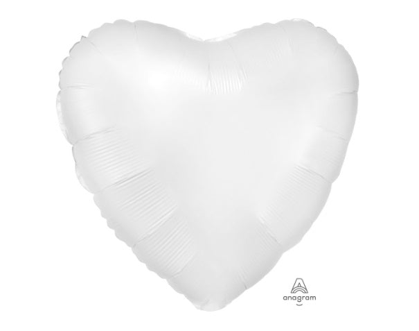 18" Satin Luxe White Heart Balloon